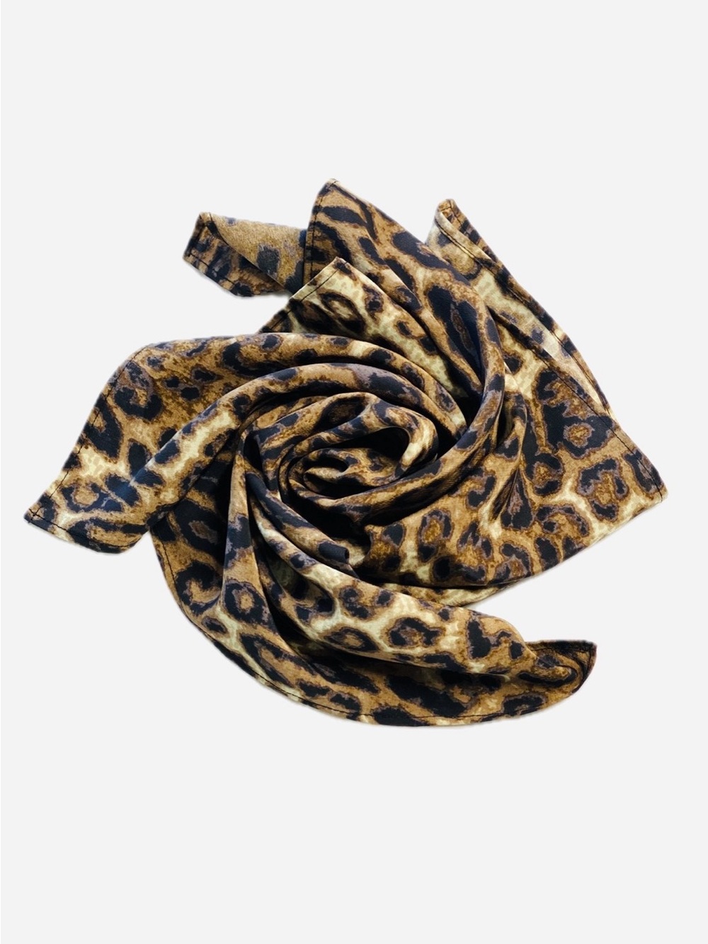 NWT SILKLETTE Animal Print 100% Fine Silk Kerchief Scarf CREAM/BROWN/BLACK - Picture 5 of 7